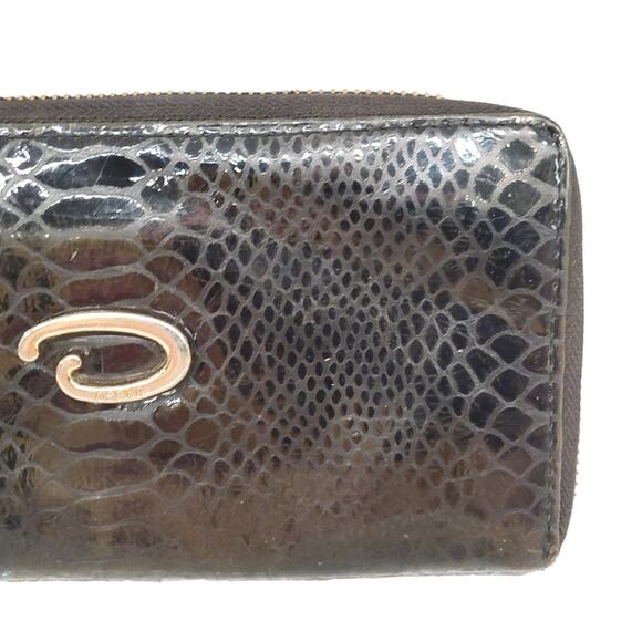 Vintage Oscar De La Renta Leather Wallet Black Snakeskin Pattern Wallet - Picture 2 of 16